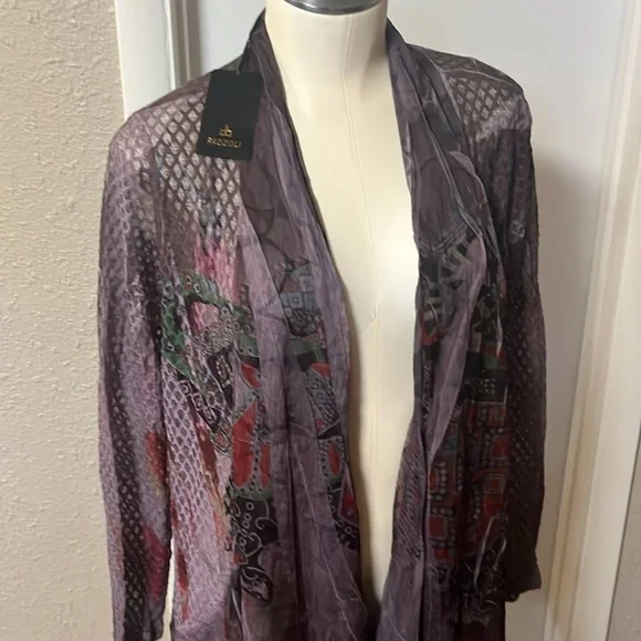NWT purple lacy cardigan women’s size small long sleeve lightweight - Picture 3 of 14